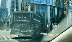 Funeral Truck At NFL Game That Read 'Don’t Get Vaccinated' was Part of Pro-Vaccination Ad Campaign