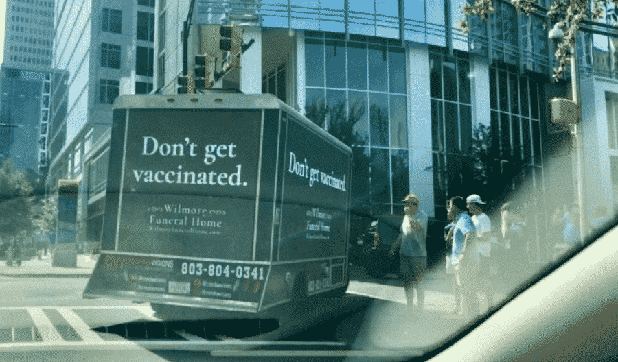 Funeral Truck At NFL Game That Read 'Don’t Get Vaccinated' was Part of
