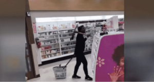 Woman Carrying A Pickaxe Shoplifts at a Los Angeles Rite Aid