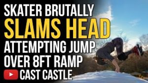 Skater Brutally SLAMS HEAD Attempting Jump Over 8FT Ramp