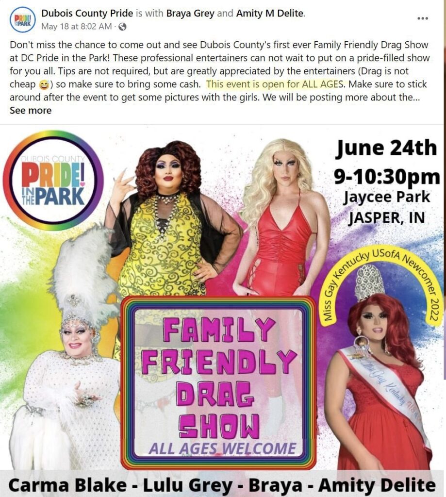 Indiana Town Cancels Drag Show for Kids After it Was Shared By Libs of