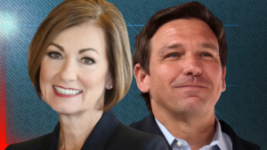 'We're Iowa Nice': Governor Kim Reynolds Spars With Protestors Heckling DeSantis During 'Fair-Side Chat'