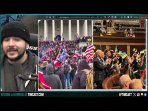 Congress Waves UKRAINE FLAGS, Terrifying Image Shows J6 American Flags Vs. Congress Ukraine Flags