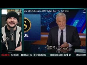 Jon Stewart SLICES HAND In Bit Gone Wrong, Argues AGAINST DOGE Defending DEI